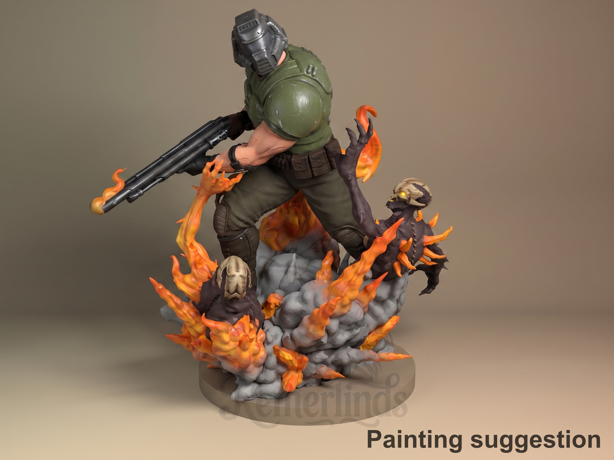 Dread Slayer Inferno Assault 3D printed resin figure by Nomnom, colored view.