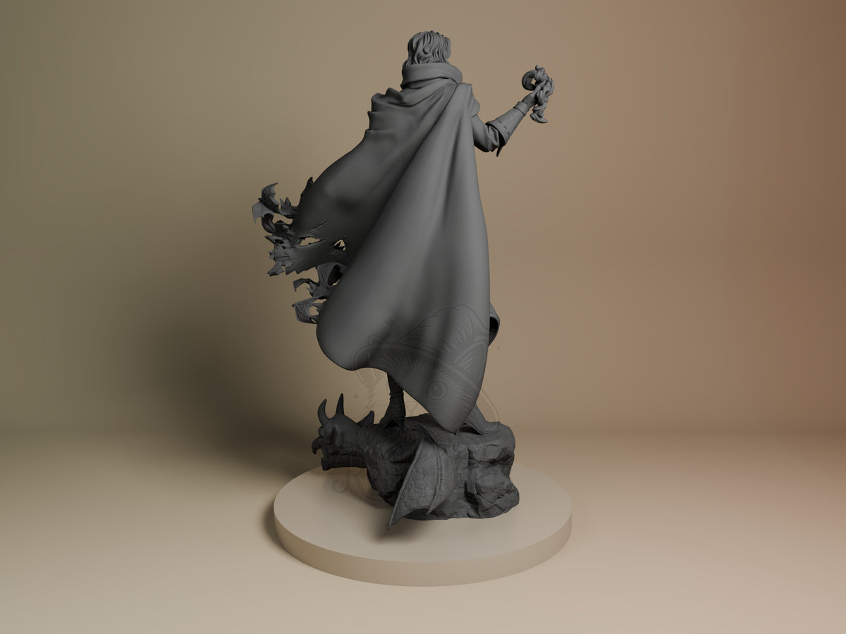 Rear view showing cloak, back armor, or base sculpt detail.