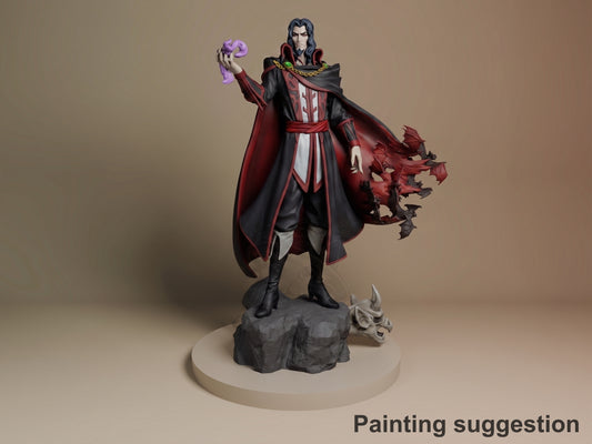 Dracula from Castlevania is a painted resin figure standing on a sculpted dragon base.