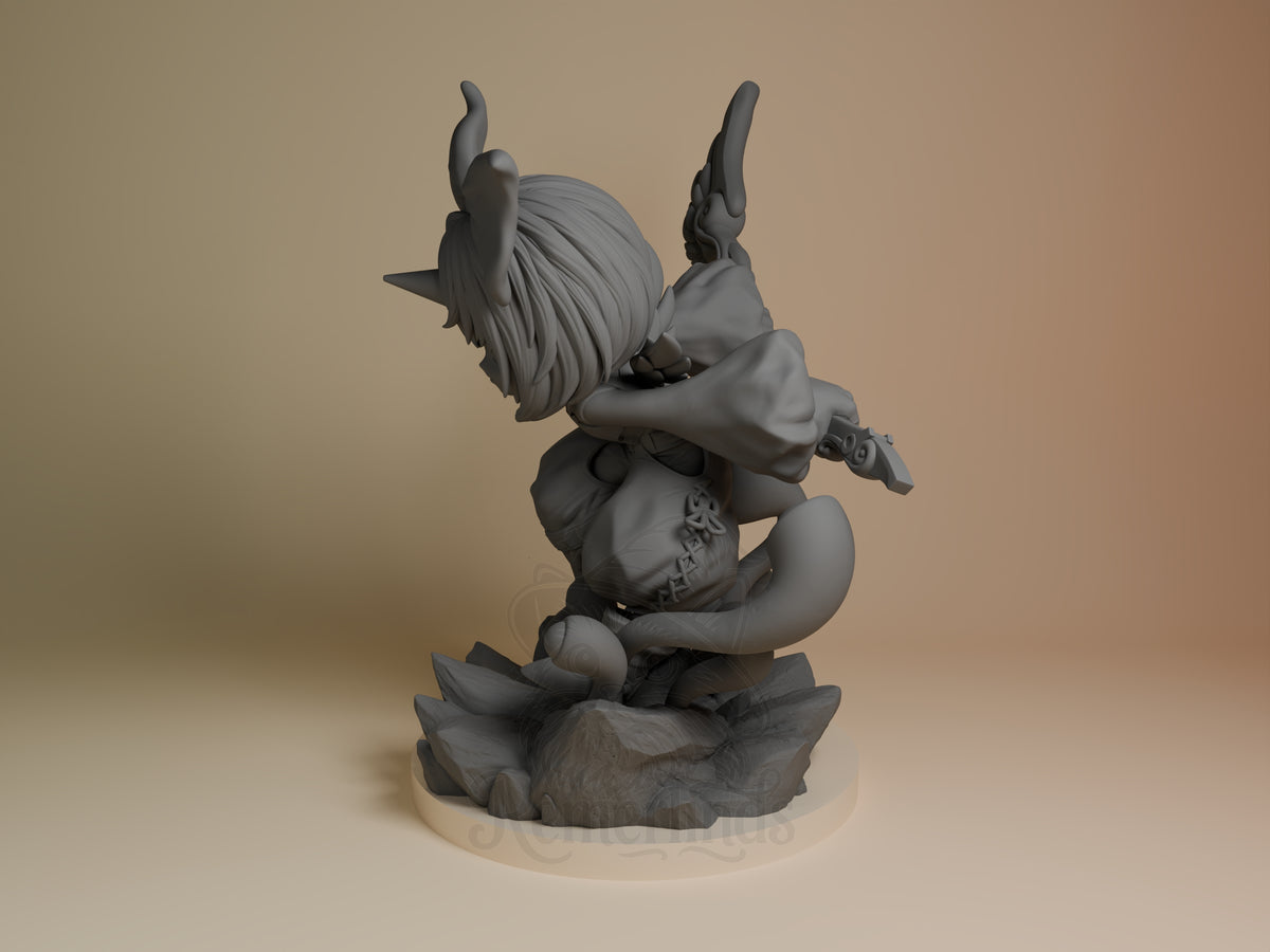 Eiko Final Fable 3D printed resin figure by Nomnom, angled view showing dimensional details.