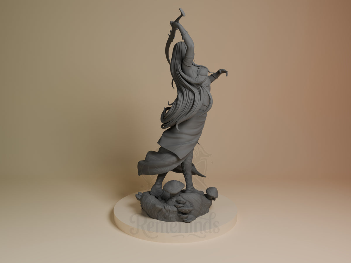 Eilistraee from Forgotten  Realms resin figure by Bulkamancer, rear view showing back and base sculpt.