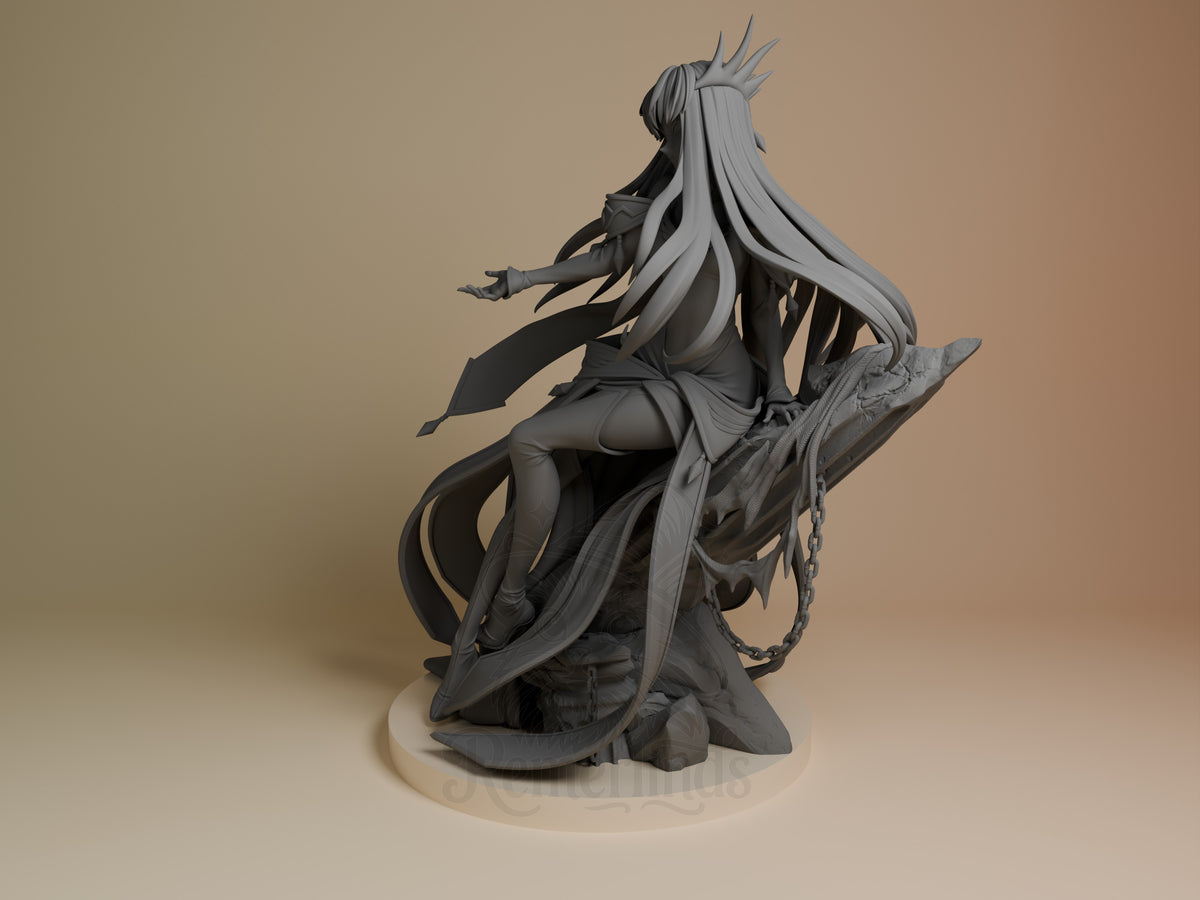 Empress C.C. from Code Geass, an unpainted resin figure, sits at an angle on a sculpted base.
