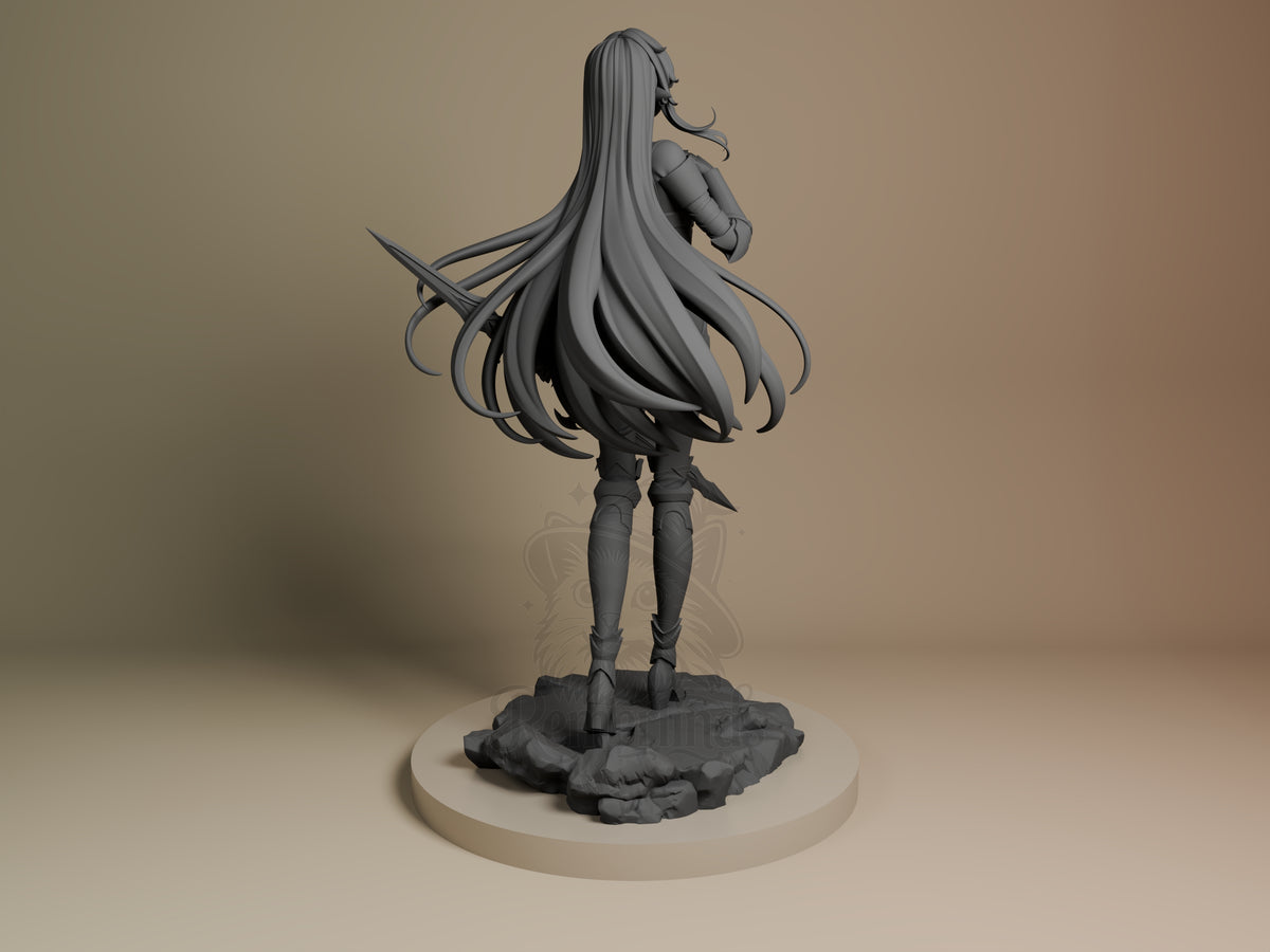 Rear view showing cloak, back armor, or base sculpt detail.