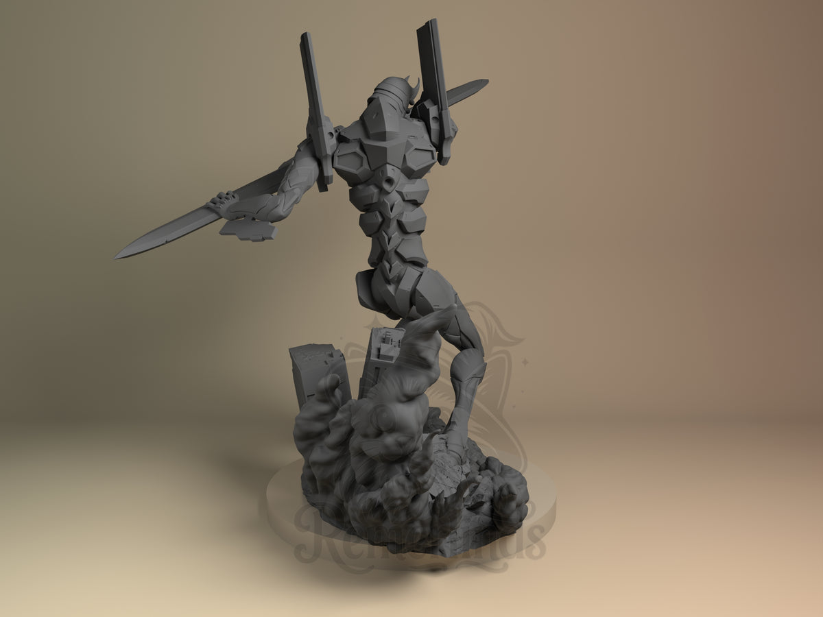 Rear view showing cloak, back armor, or base sculpt detail.