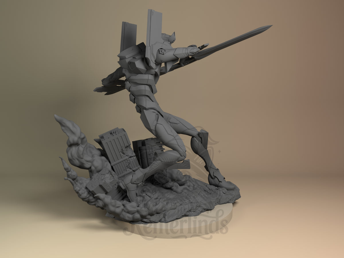 Right side angle highlighting notable pose or armor/prop feature.