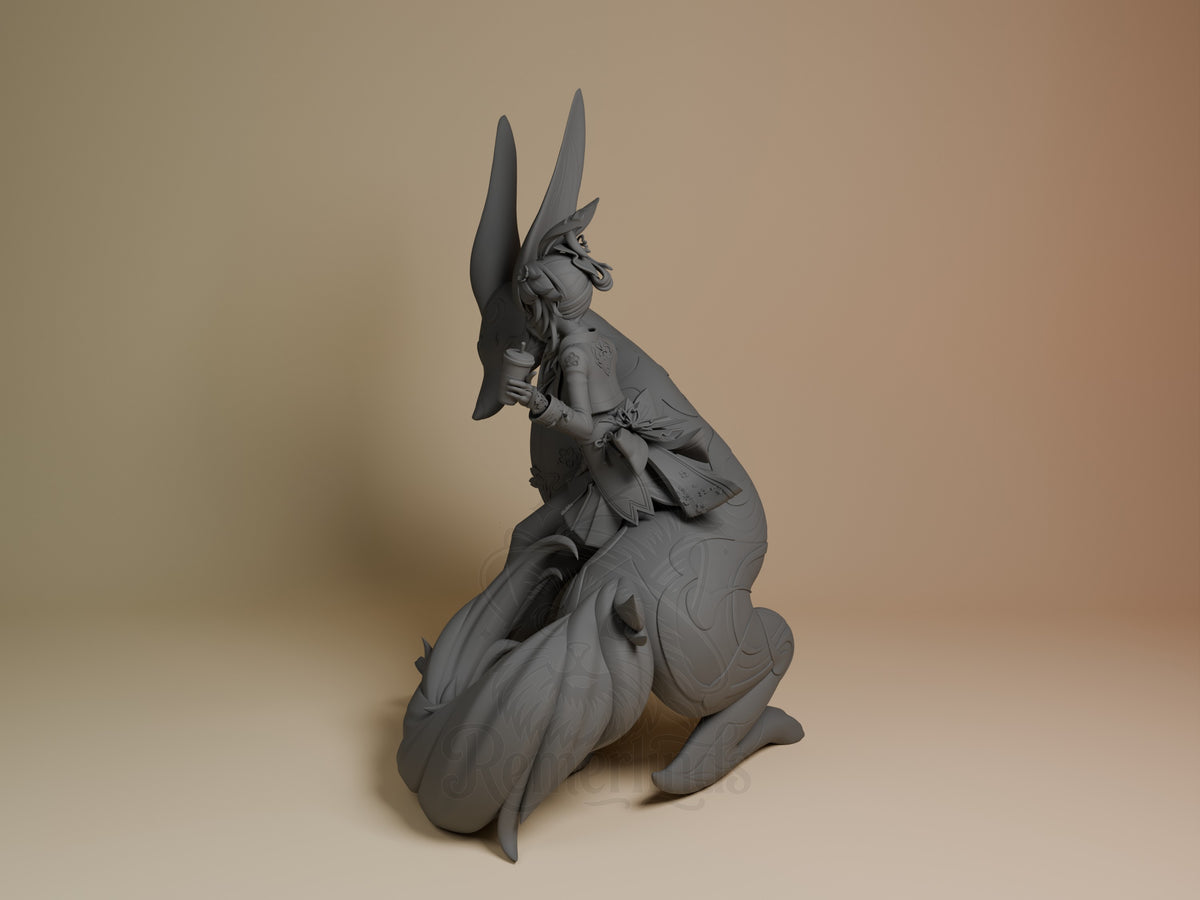 Evanescia from Honkai Star Rail is an unpainted resin figure in side view on a sculpted base.