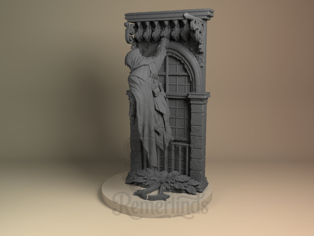 Renaissance Assassin Assassin's Vow 3D printed resin figure by Nomnom, angled view showing dimensional details.