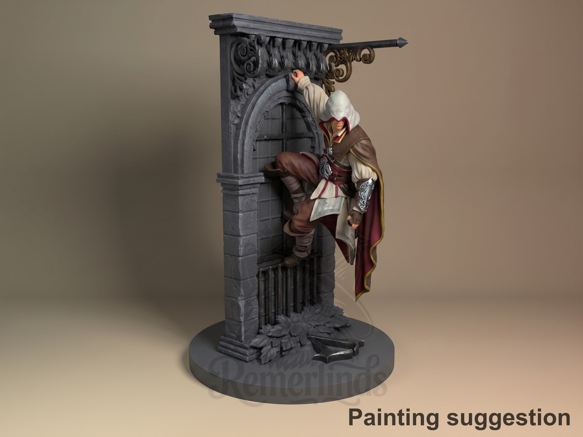 Renaissance Assassin Assassin's Vow 3D printed resin figure by Nomnom, colored view.