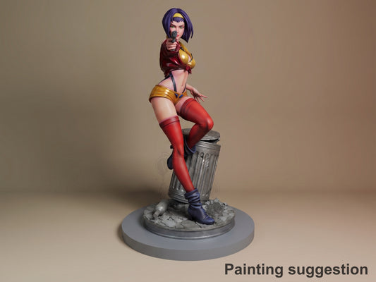 Space Bounty Hunter Space Bounty Blues 3D printed resin figure by Nomnom, colored view.