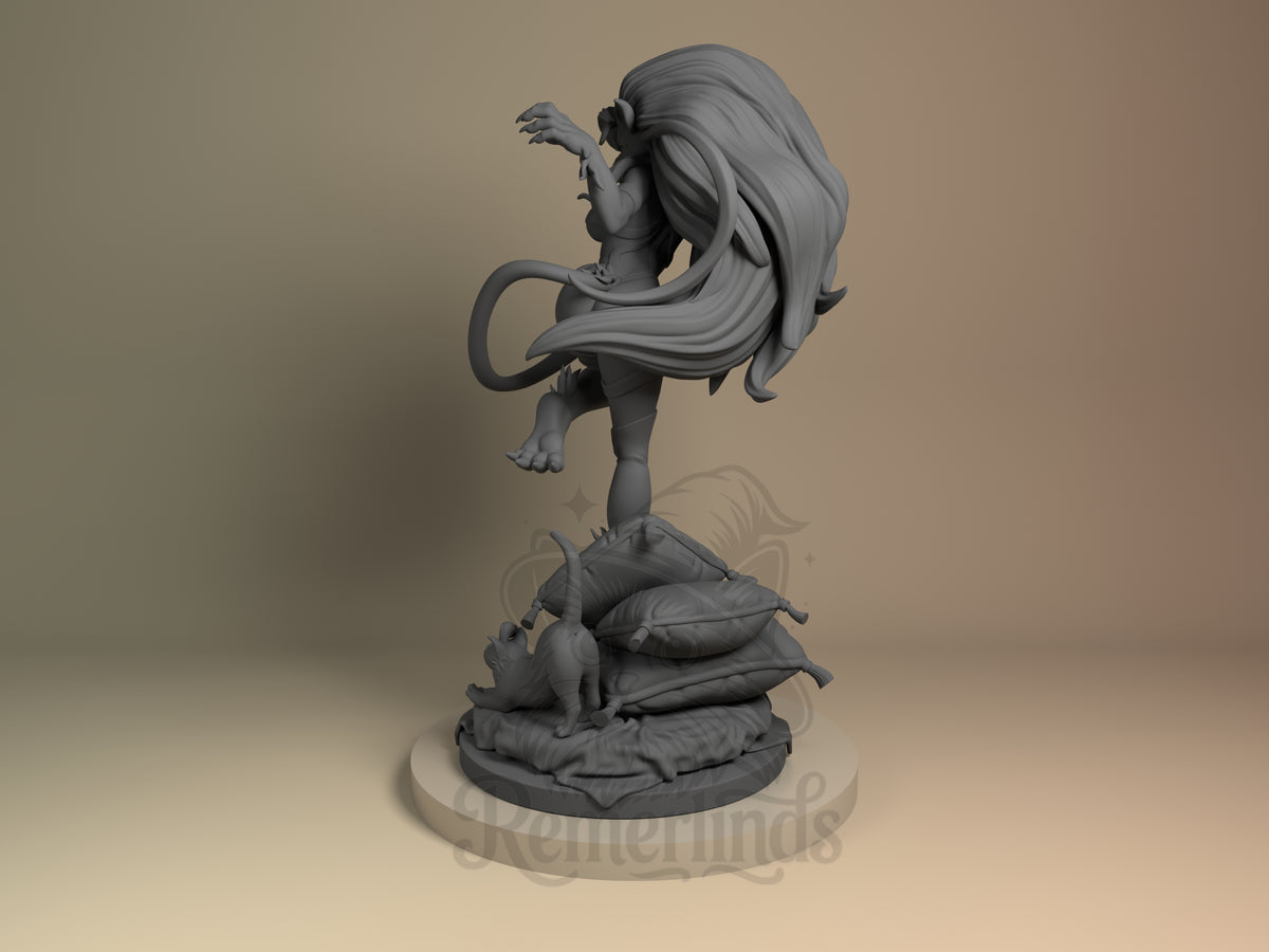 Felicia Rosemary Darkstalkers 3D printed resin figure by Nomnom, angled view showing dimensional details.