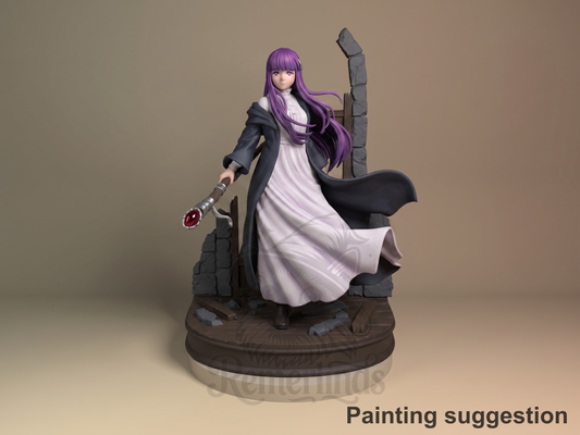 Verdant Wanderer Mage's Long Farewell 3D printed resin figure by Nomnom, colored view.