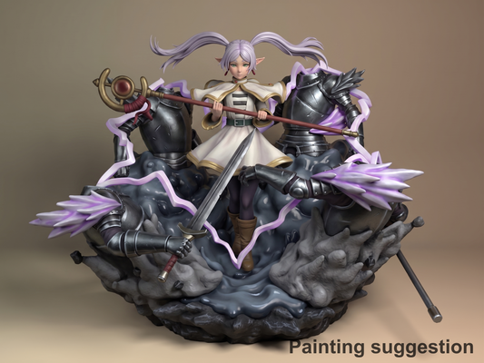 Frielan Mage's Long Farewell 3D printed resin figure by Nomnom, colored view.
