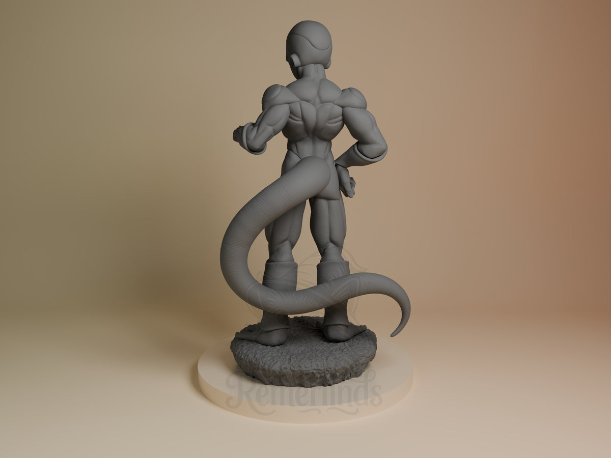 Rear view of unpainted Void Emperor resin figure from Dragon Sphere Y, posed on a sculpted rocky base.