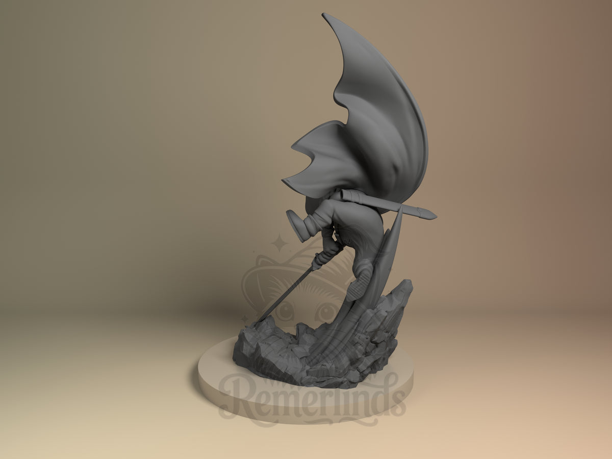 Left side angle showing gesture, weapon, or outfit detail.