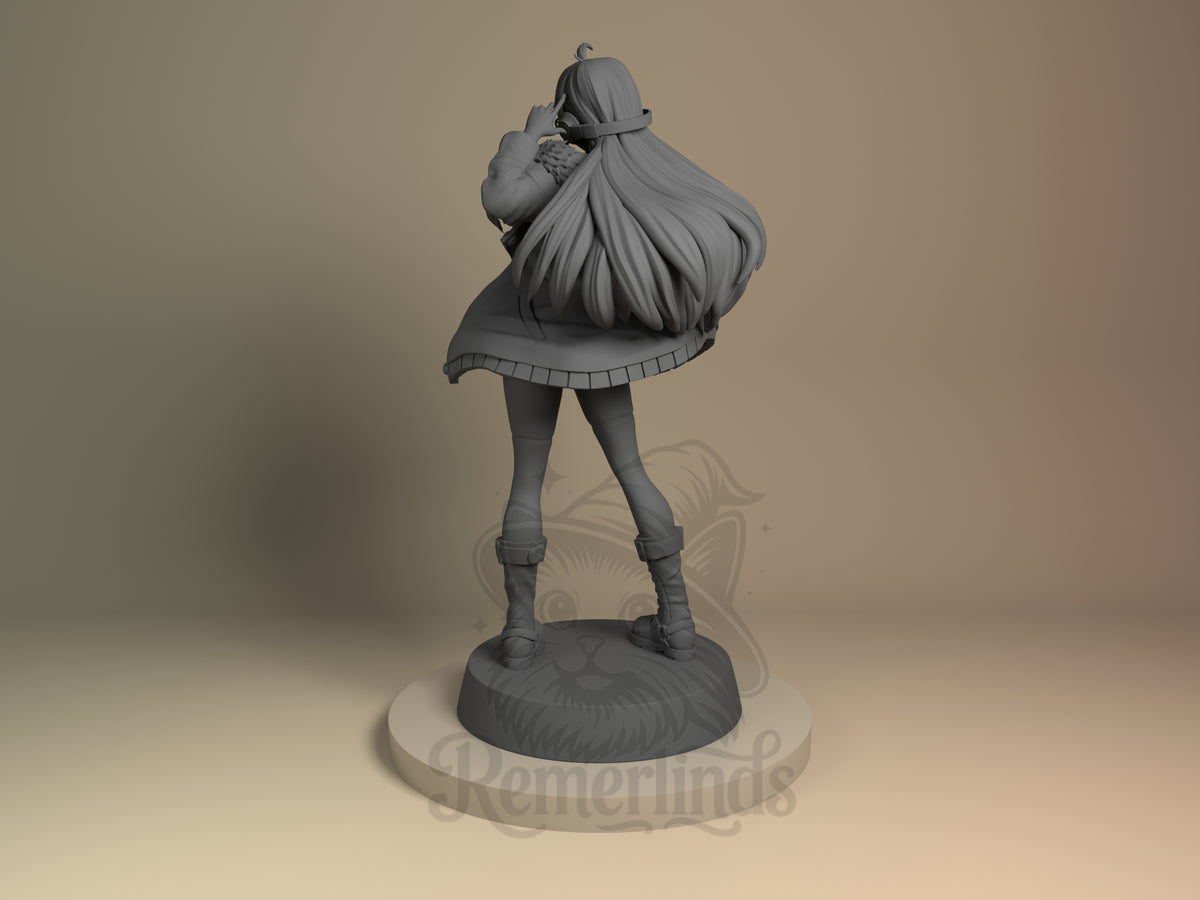 Left side angle showing gesture, weapon, or outfit detail.