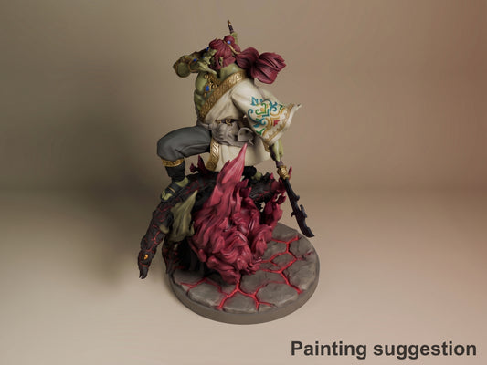 Painted Dark Warlord from Tales of Daelz resin figure crouches with a sword on cracked base.