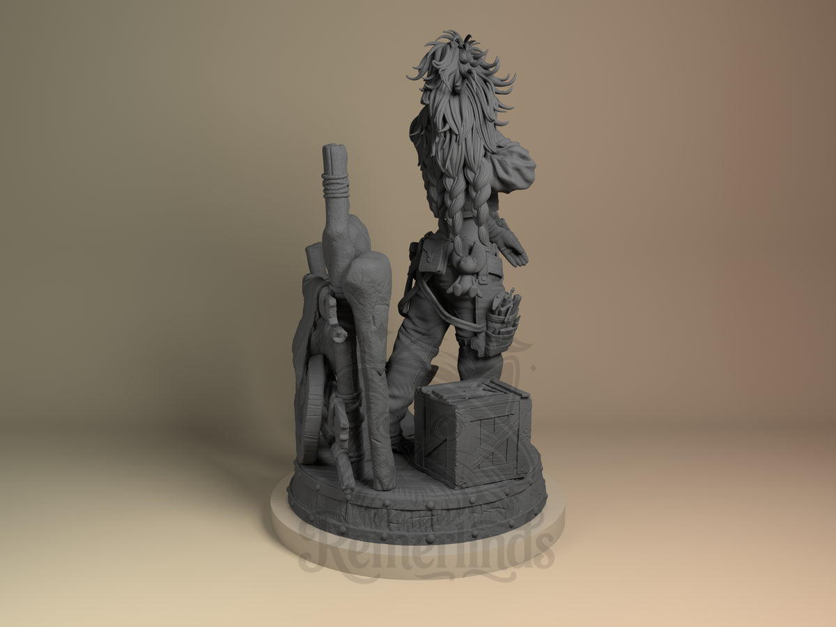 Rear view showing cloak, back armor, or base sculpt detail.