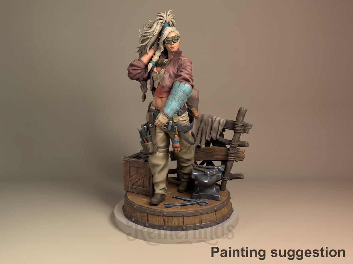 Gemma Beast Hunter 3D printed resin figure by Nomnom, colored view.