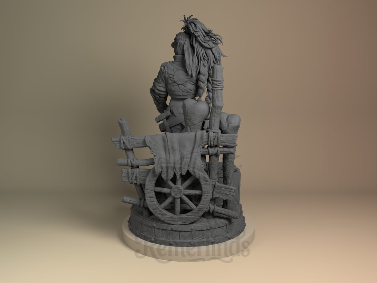 Left side angle showing gesture, weapon, or outfit detail.