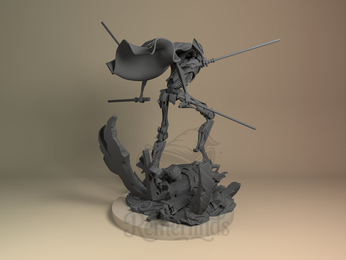 Rear view showing cloak, back armor, or base sculpt detail.