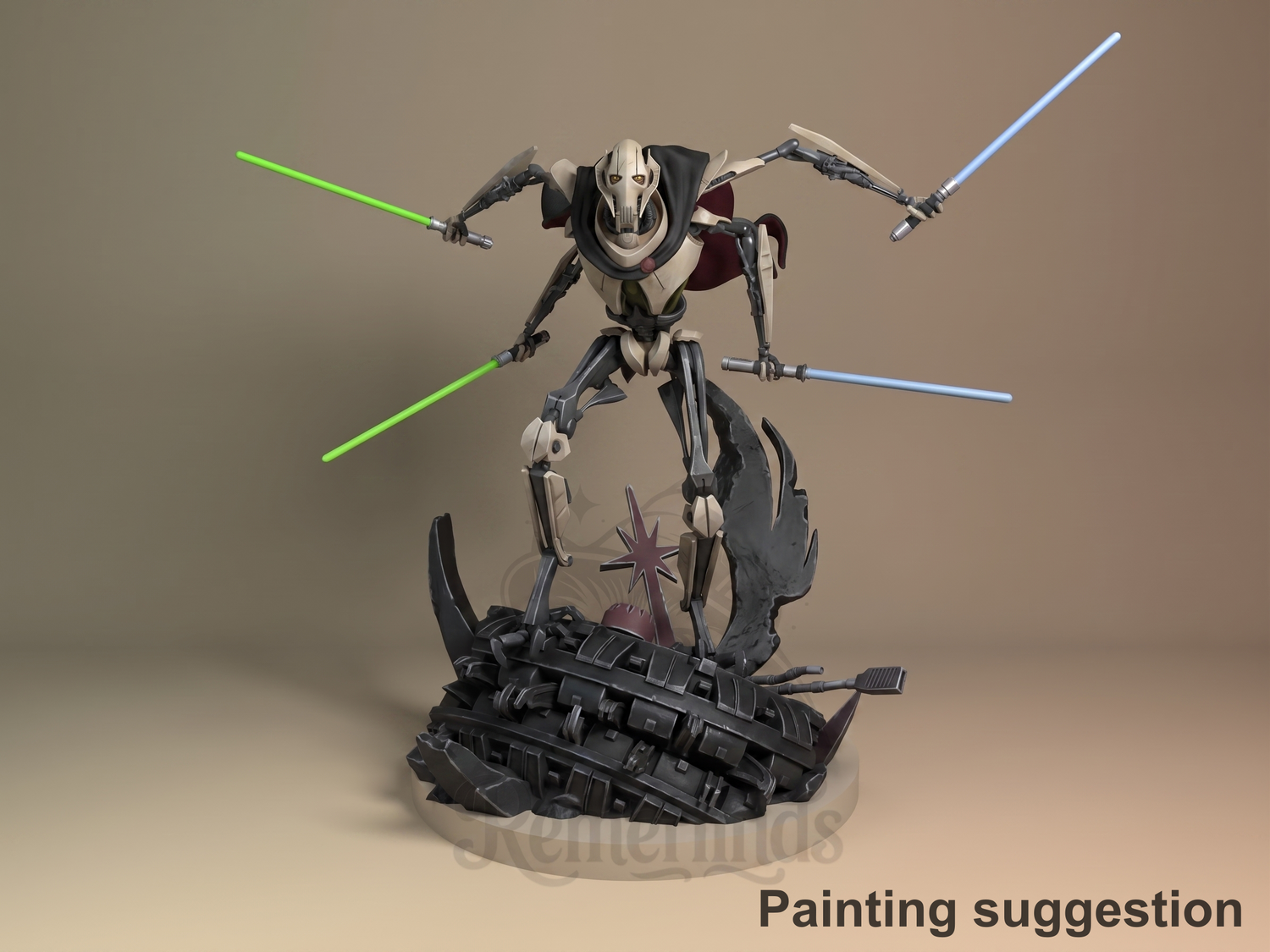 Cyborg Warlord Galaxy Wars 3D printed resin figure by Nomnom, colored view.