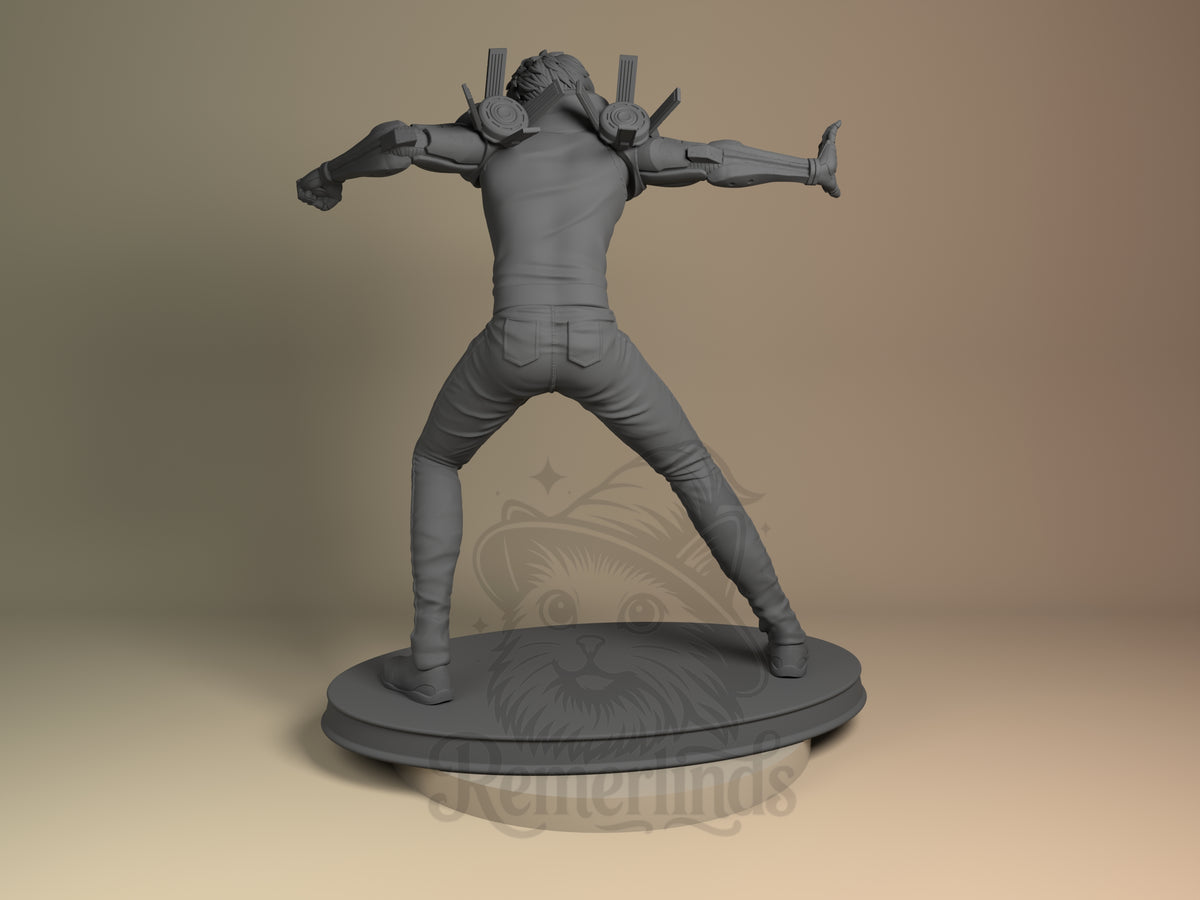 Left side angle showing gesture, weapon, or outfit detail.
