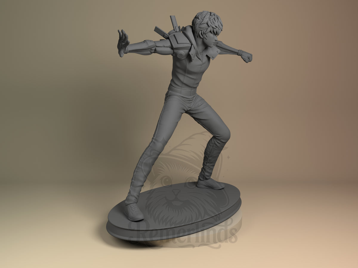 Right side angle highlighting notable pose or armor/prop feature.