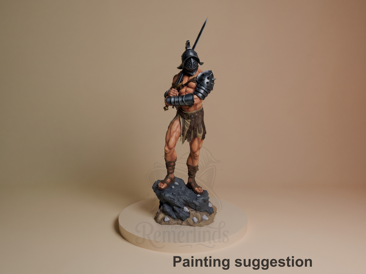 Gladiator Original Art 3D printed resin figure by CA3D Studios, colored view.