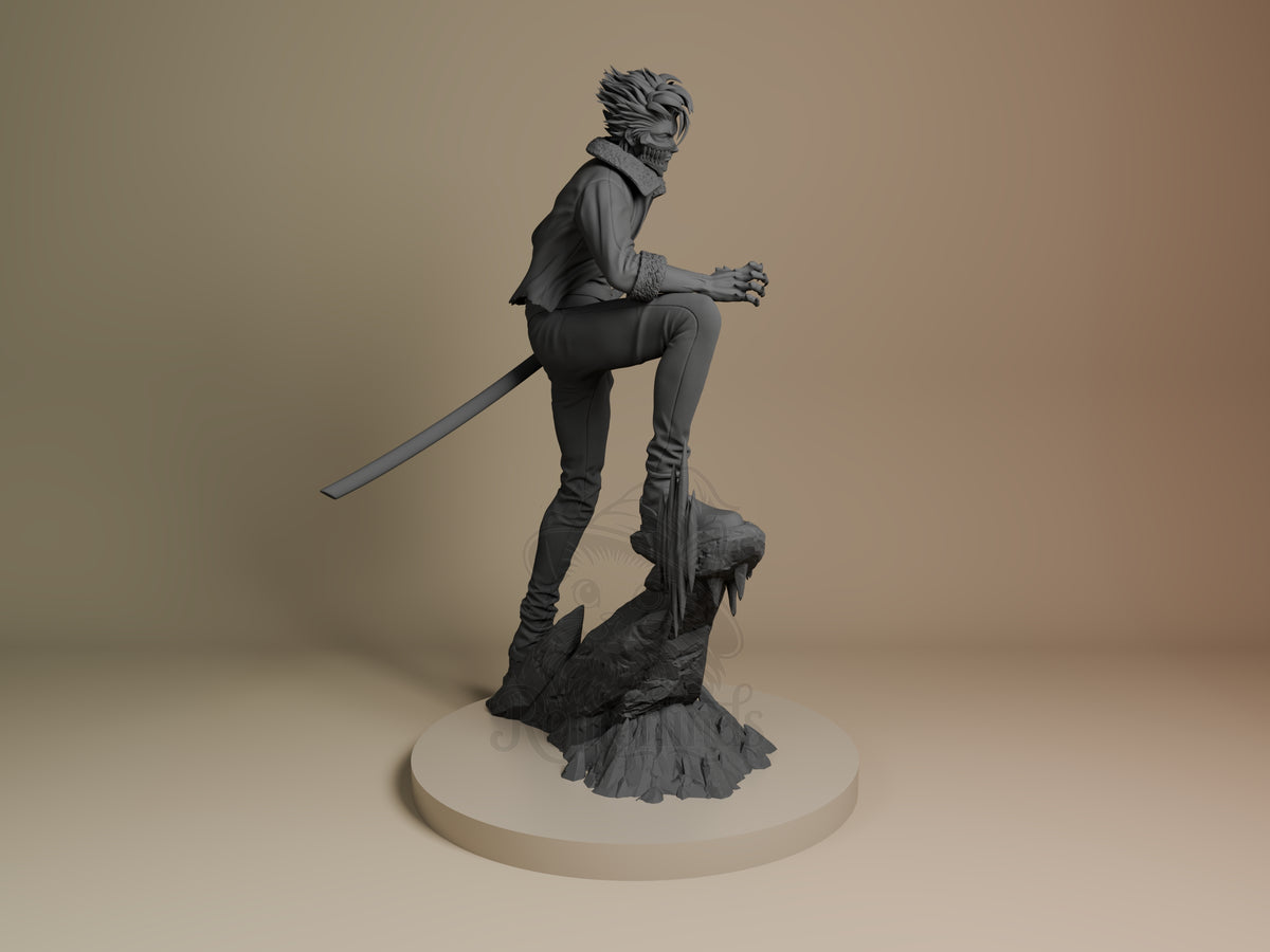 Right side angle highlighting notable pose or armor/prop feature.