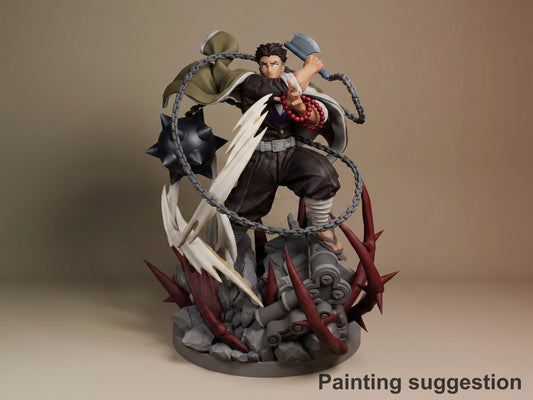 Stone Warrior Oni Hunter Corps 3D printed resin figure by Nomnom, colored view.