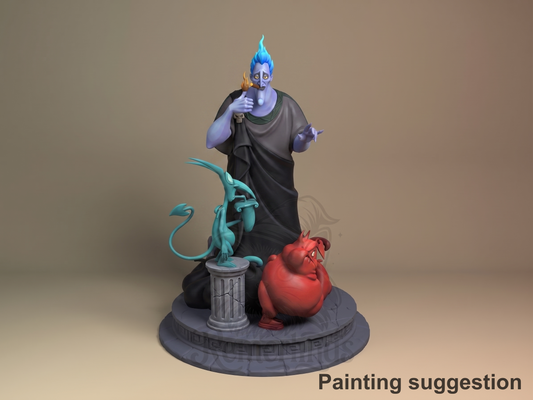 Underworld Deity Legendary Hero 3D printed resin figure by Nomnom, colored view.