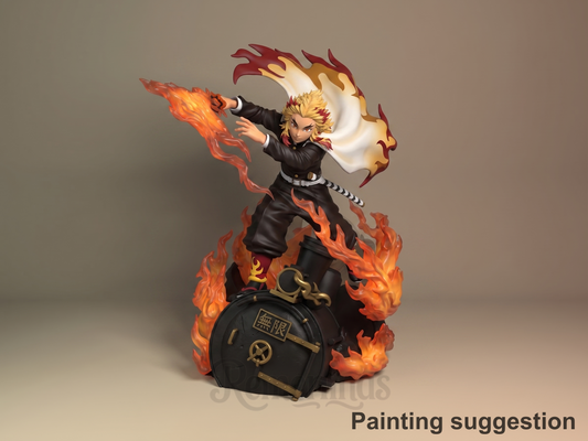 Flame Warrior Oni Hunter Corps 3D printed resin figure by Nomnom, colored view.