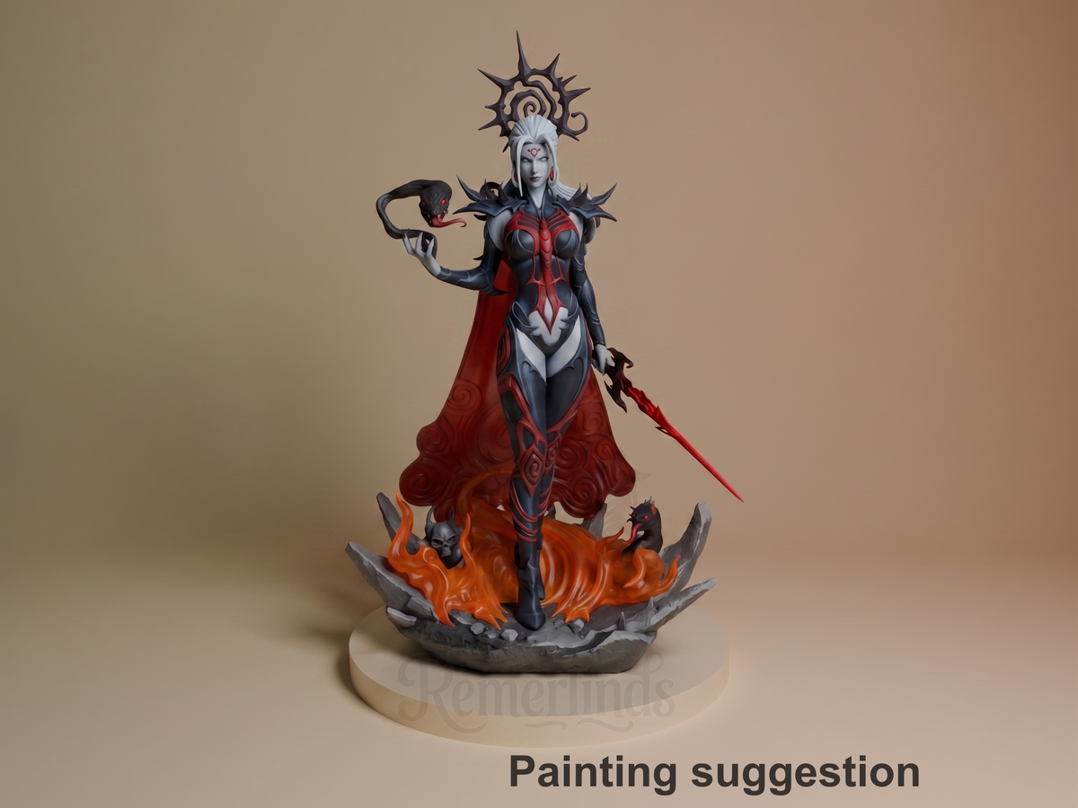 Frost Queen Super Rivals 3D printed resin figure by CA3D Studios, colored view.