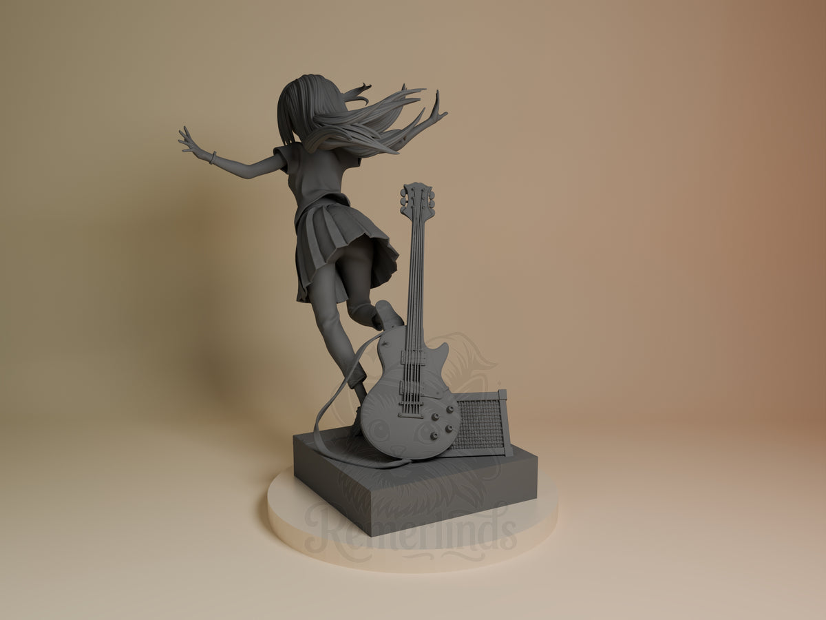 Hitori Gotoh from Bocchi the Rock is an unpainted resin figure viewed from behind with guitar, amp, and sculpted base.