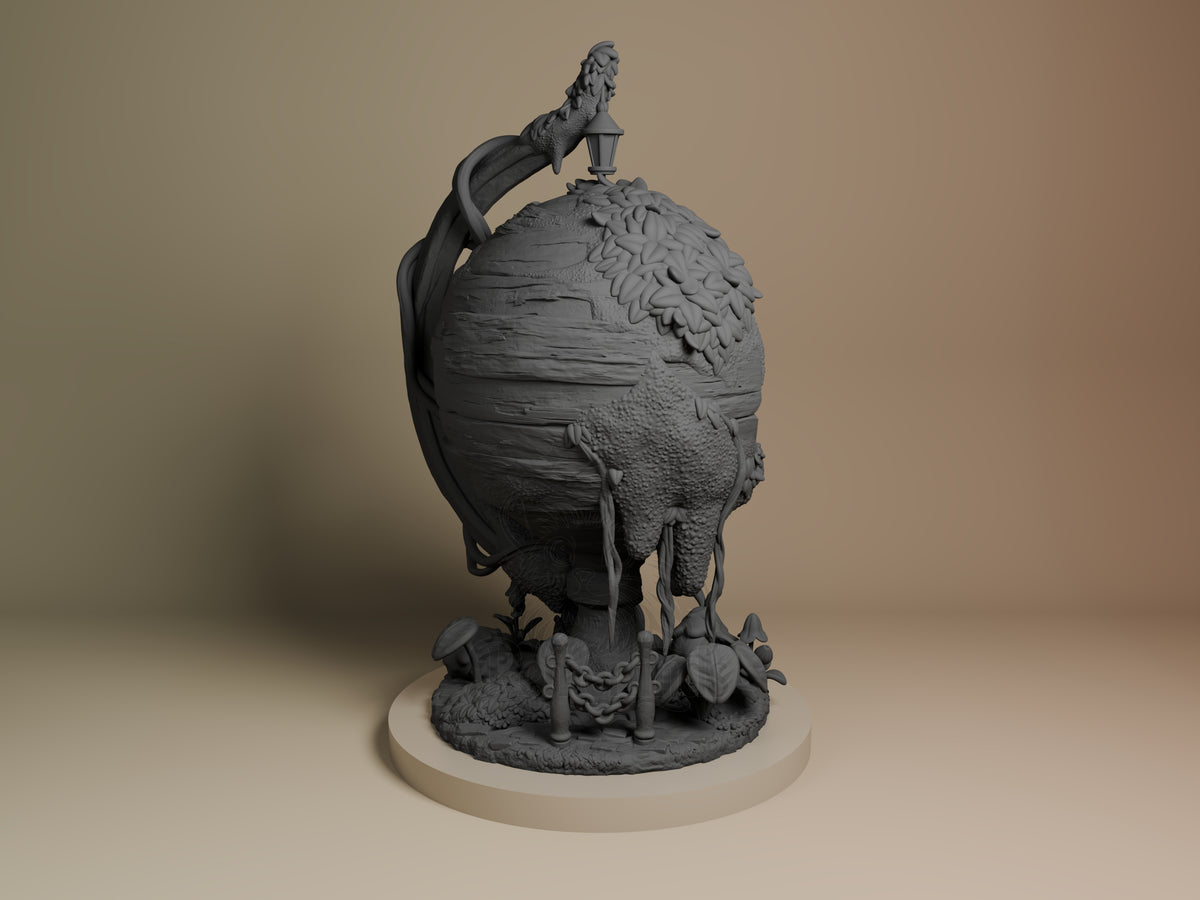 Back view shows Hornet from Hollow Knight, an unpainted resin figure on a sculpted base.