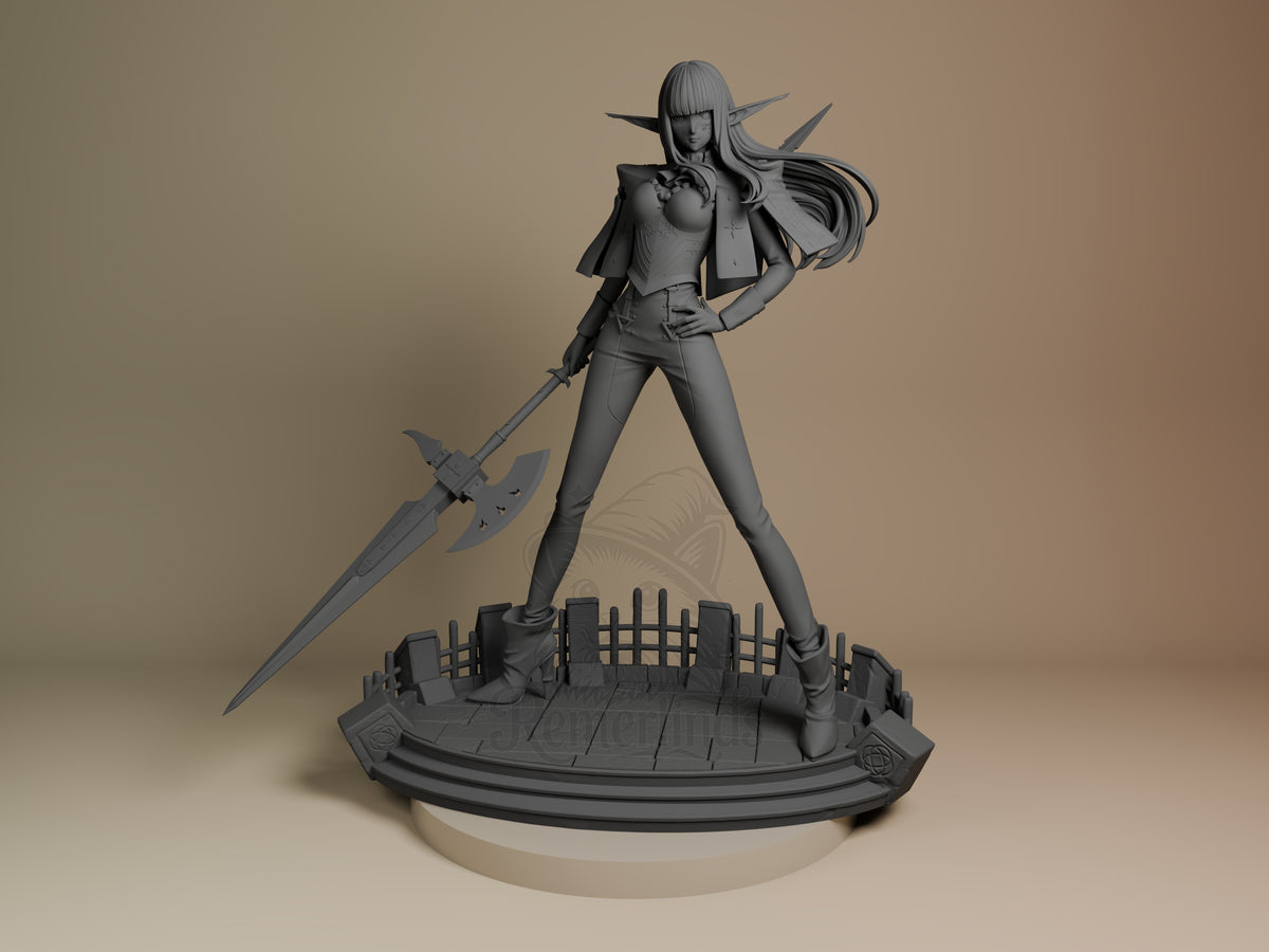 Front view of Hulkenberg from Metaphor: ReFantazio, an unpainted resin figure on a sculpted base.