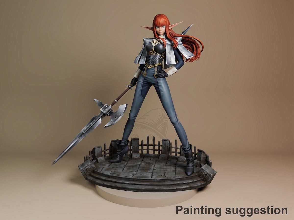 Painted Hulkenberg resin figure from Metaphor: ReFantazio stands with sword on sculpted base.