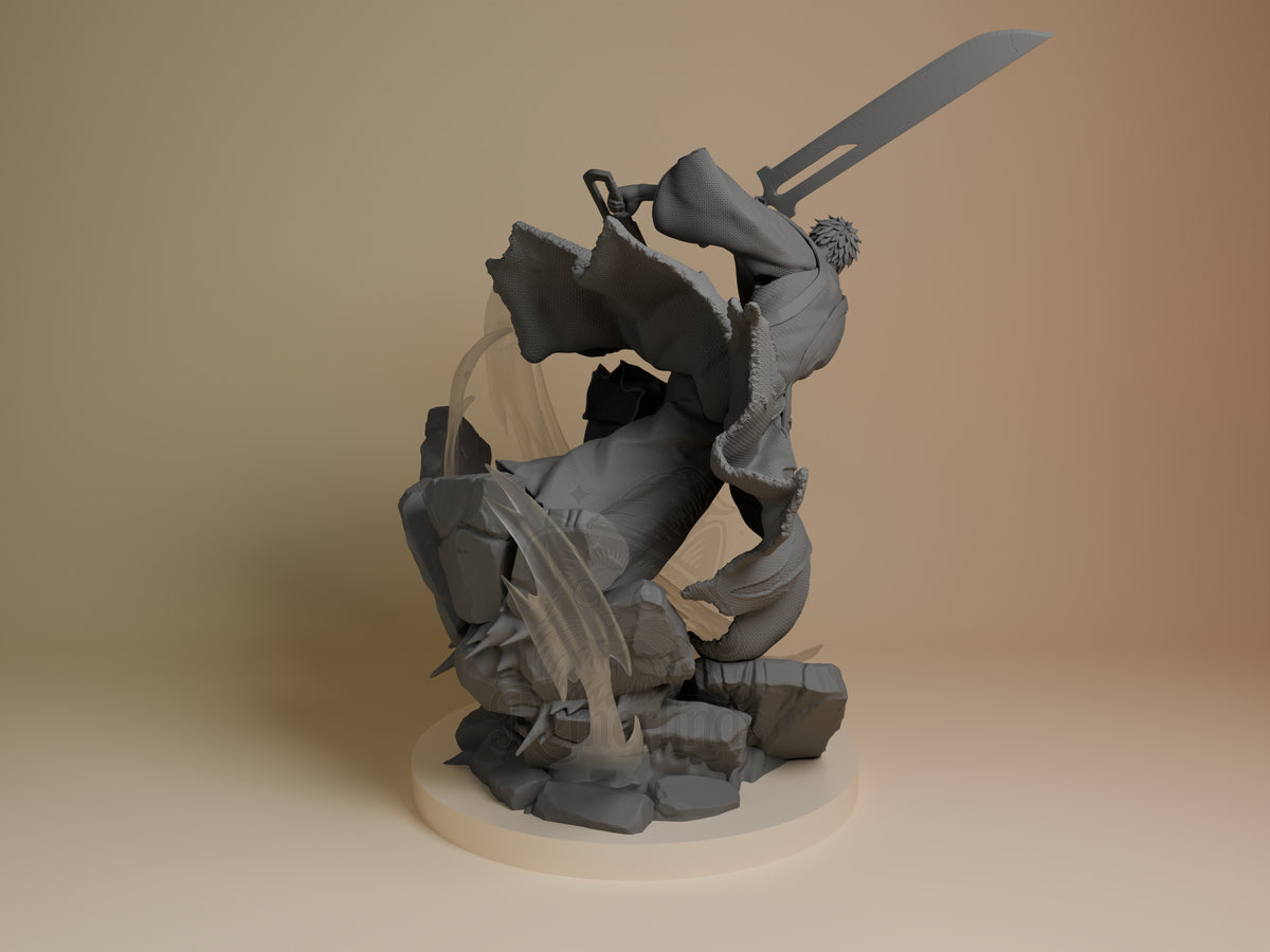 Rear view showing cloak, back armor, or base sculpt detail.