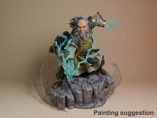 Tea Sage Avatar: The Last Airbender 3D printed resin figure by Nomnom, colored view.