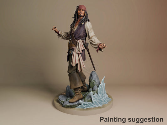 Captain Saltfeather Sea Rogue Saga 3D printed resin figure by Nomnom, colored view.
