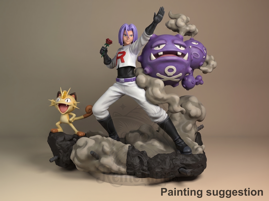 James Pocket Specters 3D printed resin figure by Nomnom, colored view.