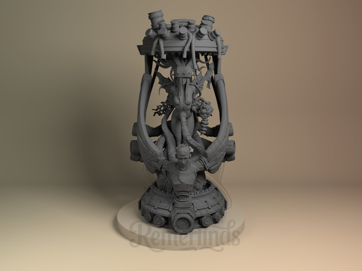 Front view of Jenova from Final Fantasy, an unpainted resin figure with an ornate base.