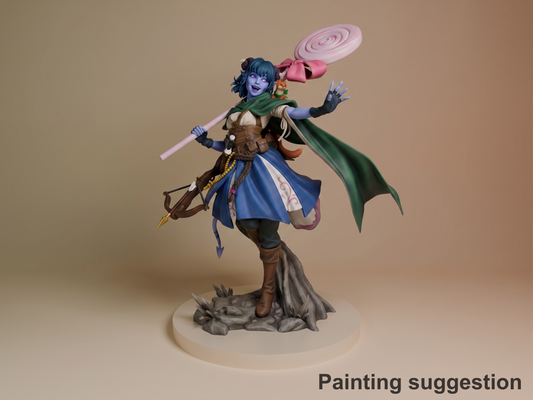 Harlequin Trickster Valiant Crew 3D printed resin figure by Nomnom, colored view.