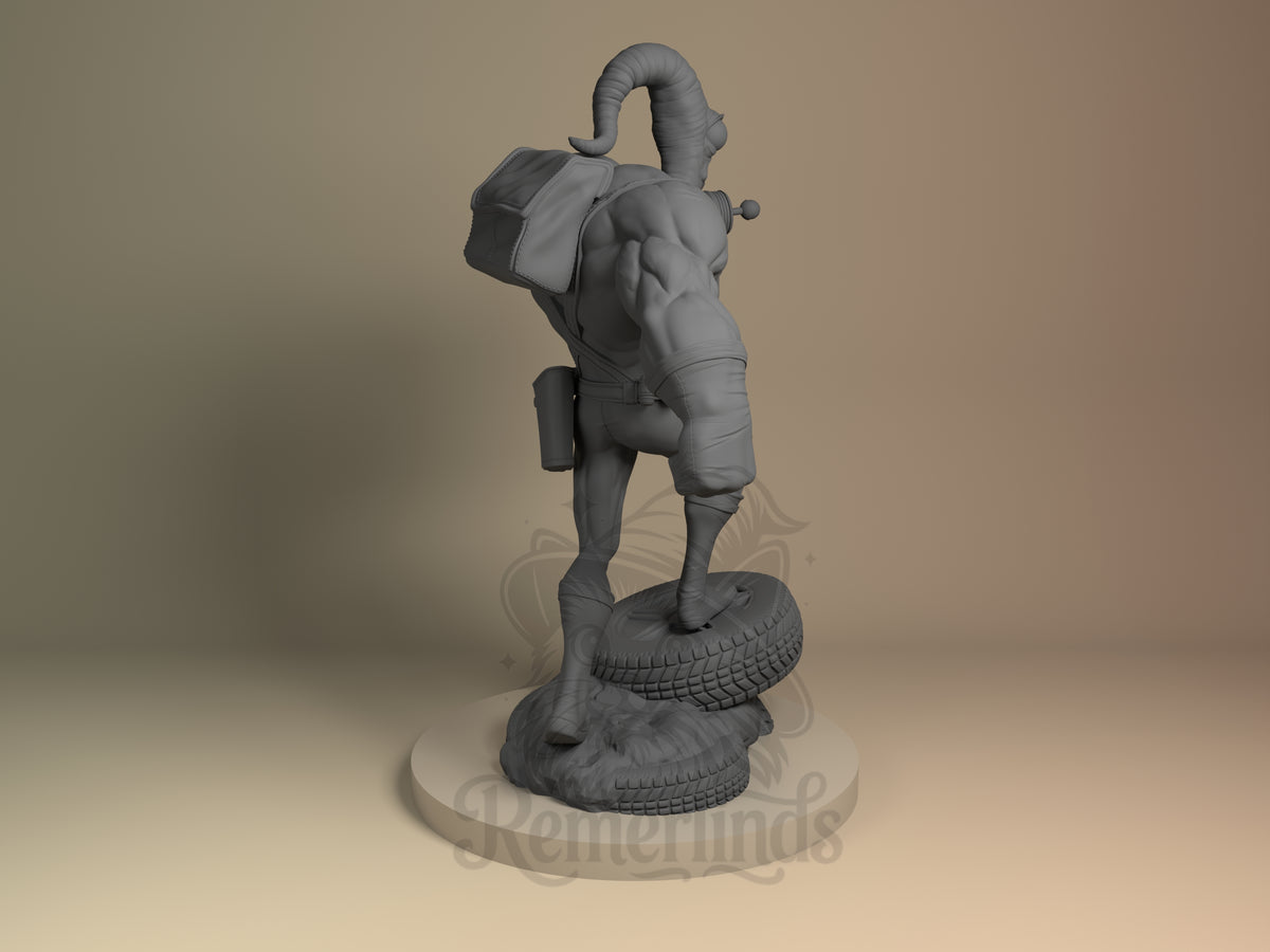 Rear view showing cloak, back armor, or base sculpt detail.