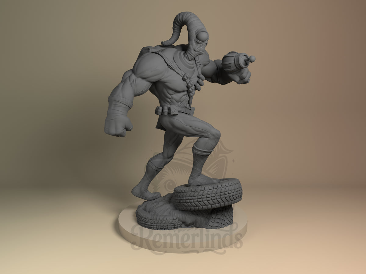 Right side angle highlighting notable pose or armor/prop feature.
