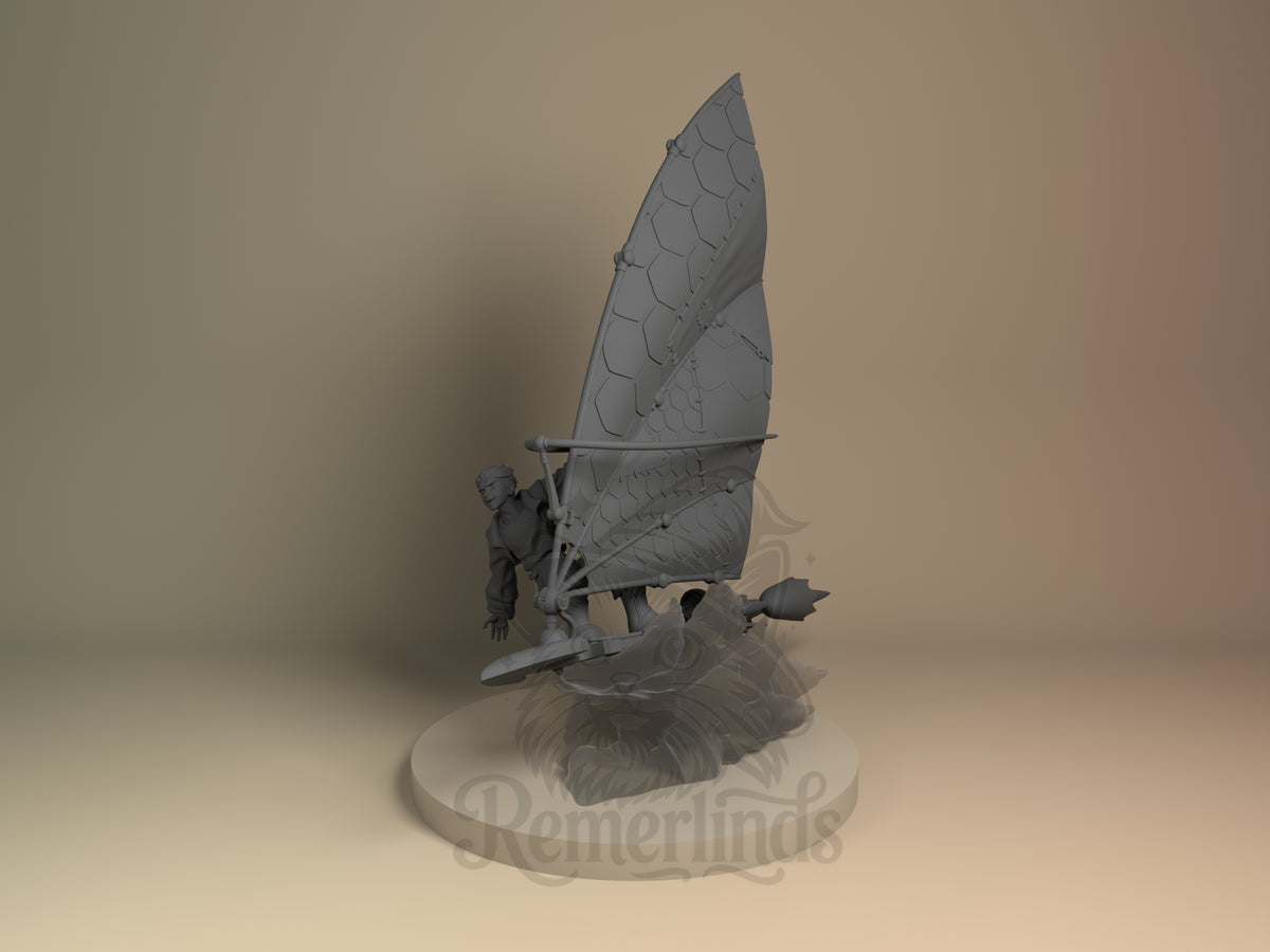Jem Hawke Cosmic Treasure Odyssey 3D printed resin figure by Nomnom, angled view showing dimensional details.