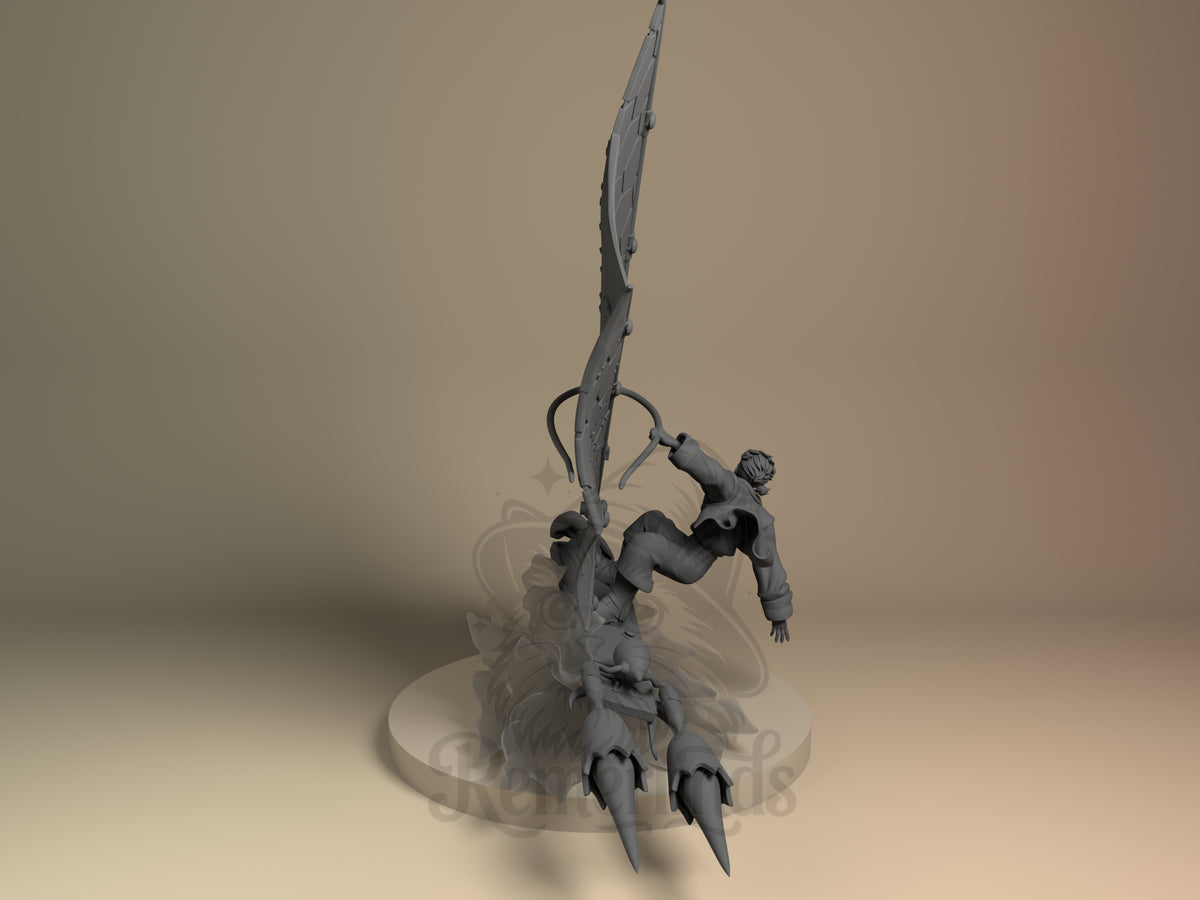 Rear view showing cloak, back armor, or base sculpt detail.