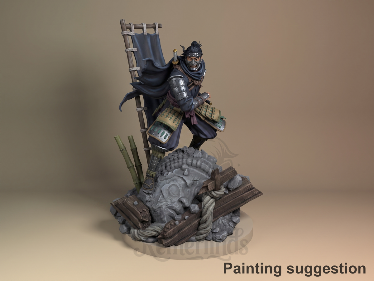 Jin of the Island Island Specter 3D printed resin figure by Nomnom, colored view.