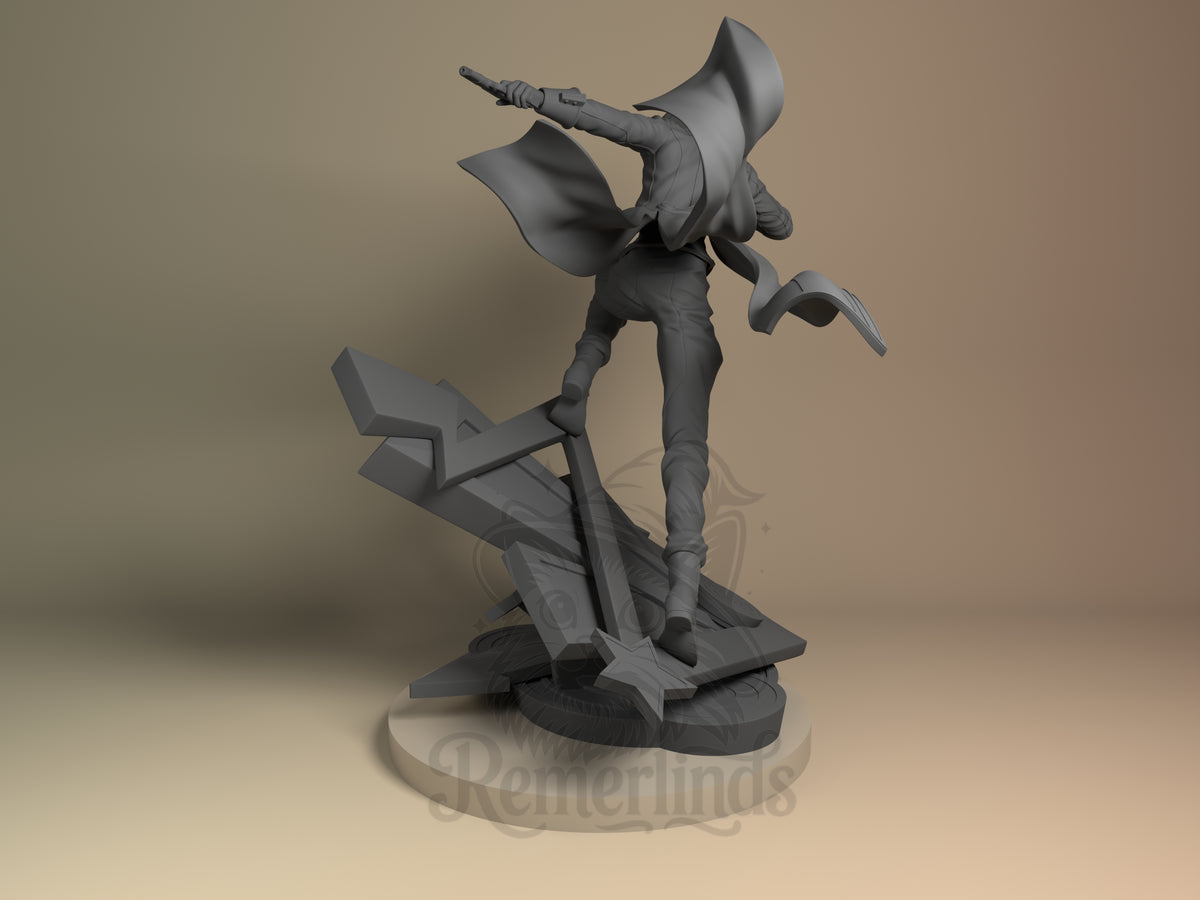 Rear view showing cloak, back armor, or base sculpt detail.