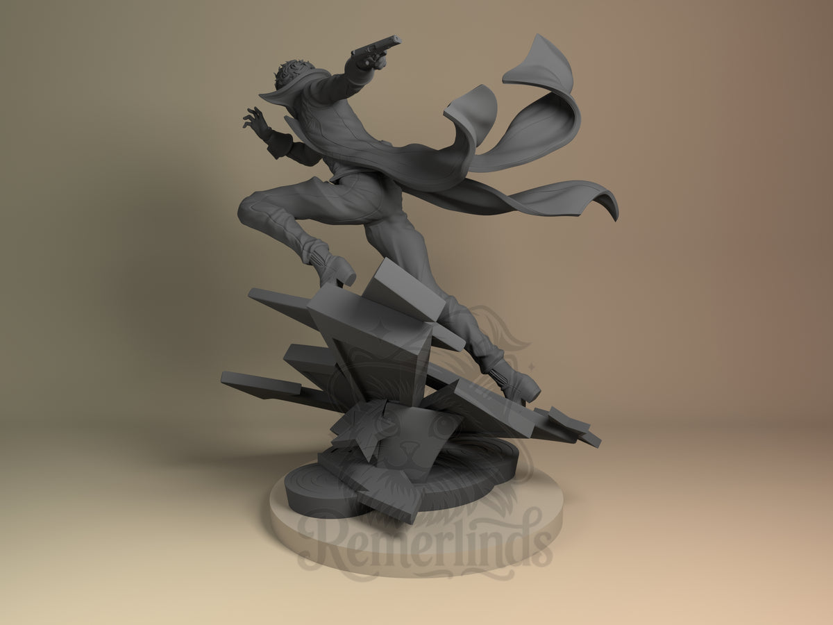 Left side angle showing gesture, weapon, or outfit detail.